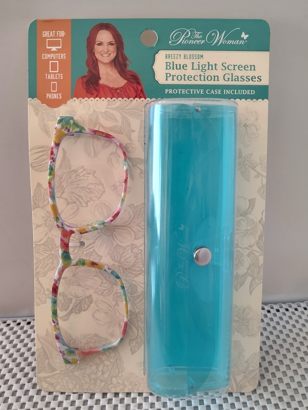 The Pioneer Woman Breezy Blossom Blue Light Screen Protection Glasses NWT w/Case